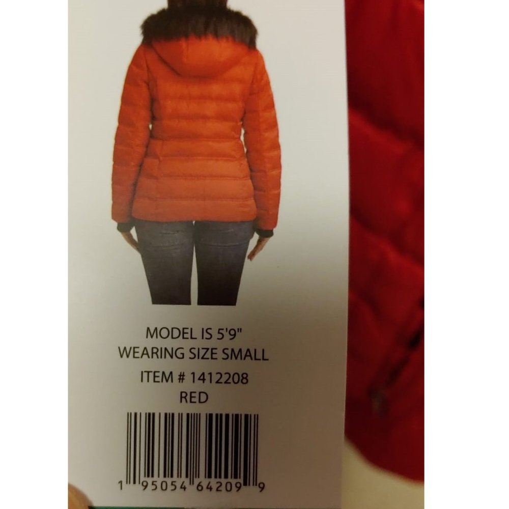 NAUTICA Women Fur Trim Hooded Puffer Winter Coat Jacket - - Red NO TAG - Picture 8 of 9